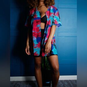 Vibrant Vintage Abstract Button-Up Shirt